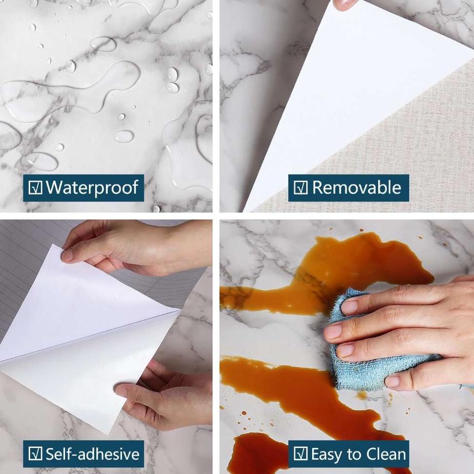 BRANDS FESTIVAL PROMO  Wall Sticker Marmer Wallpaper Dinding Kamar Mandi Stiker Dapur Anti Minyak