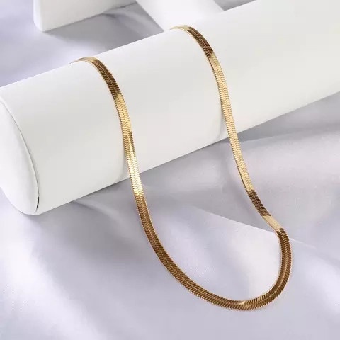 kalung titanium model casandra pipih untuk pria dan wanita/kalung titanium tahan karat aksesoris pri