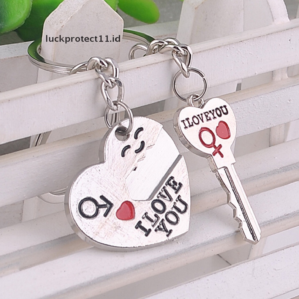 /Fashion Hot// Fashion// 2pcs Fashion Love Heart Key Ring Keyfob Pasangan Romantis Gantungan Kunci Hadiah Kekasih.