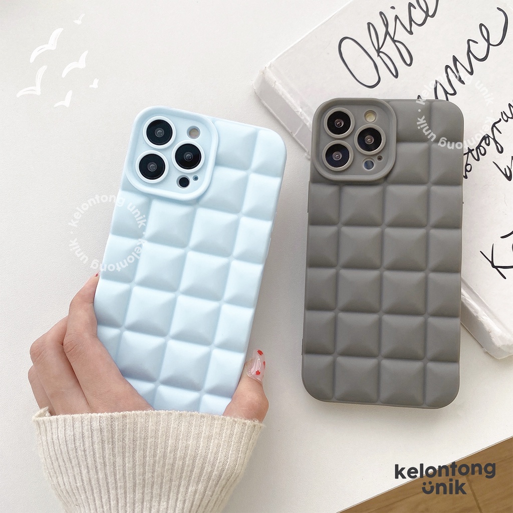 (Seri 1) For iPhone - Waffle Silicone Case/ Puffy Grid Case