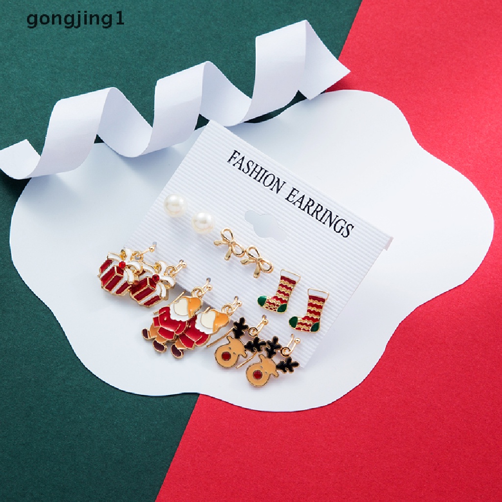 Ggg 6pasang Giwang Telinga Natal Anting Pohon Christma Snowman2022 Merry Christmas Decor Kado Cewek Happy New Year2023 ID