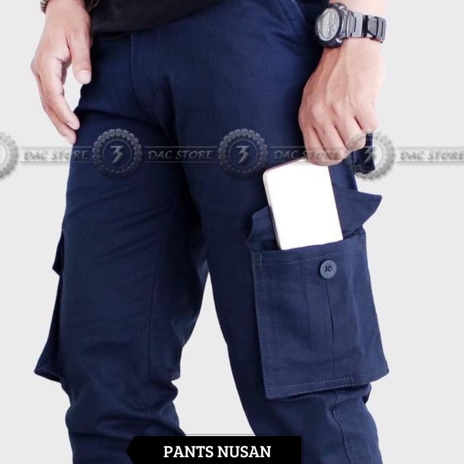 Stok Terbatas Celana Cargo PDL Warna Navy Biru Dongker Panjang Pria Dewasa Slimfit Original