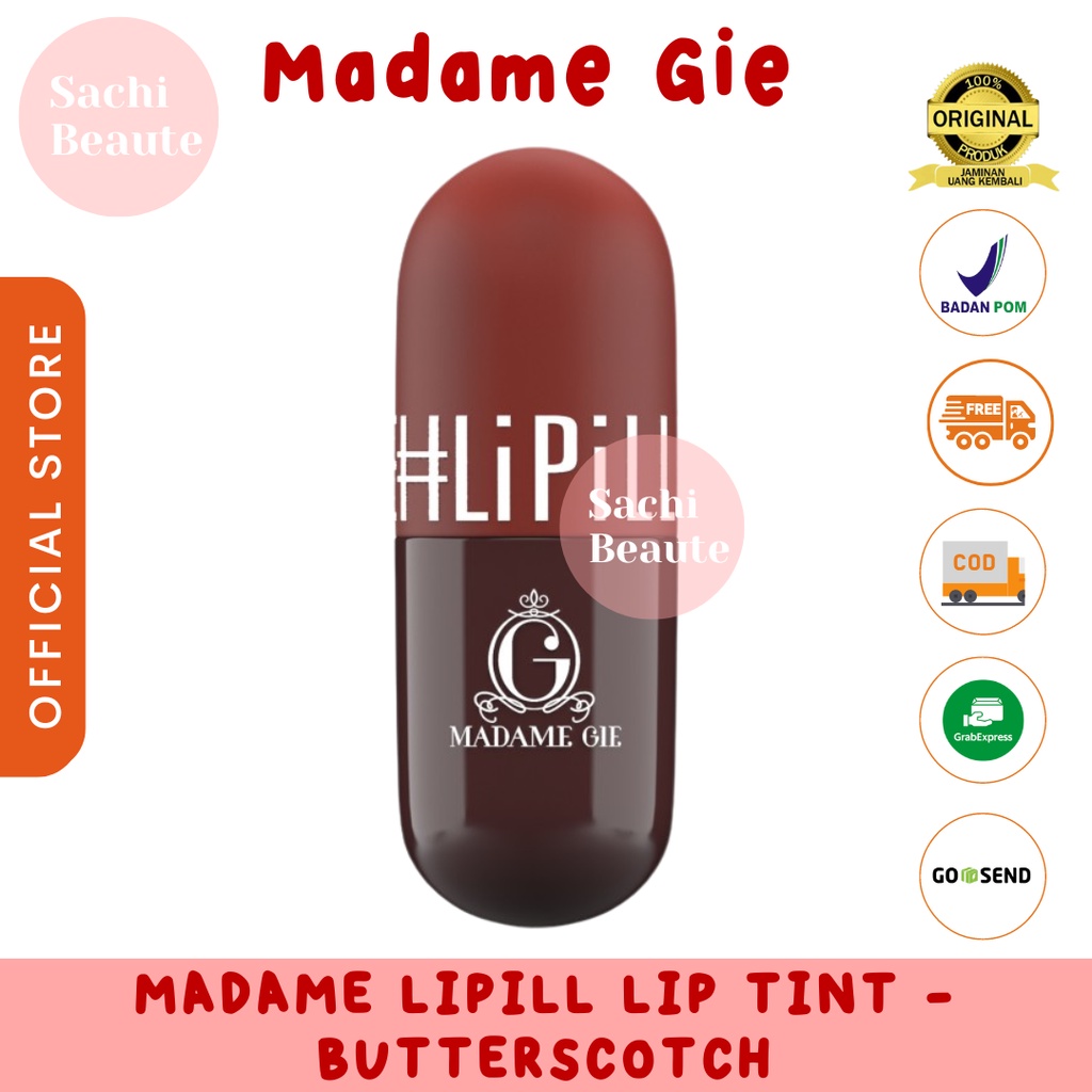 Madame Gie Madame LiPill MakeUp Lip Tint Long Lasting &amp; Moisturizing Lips - Butterscotch