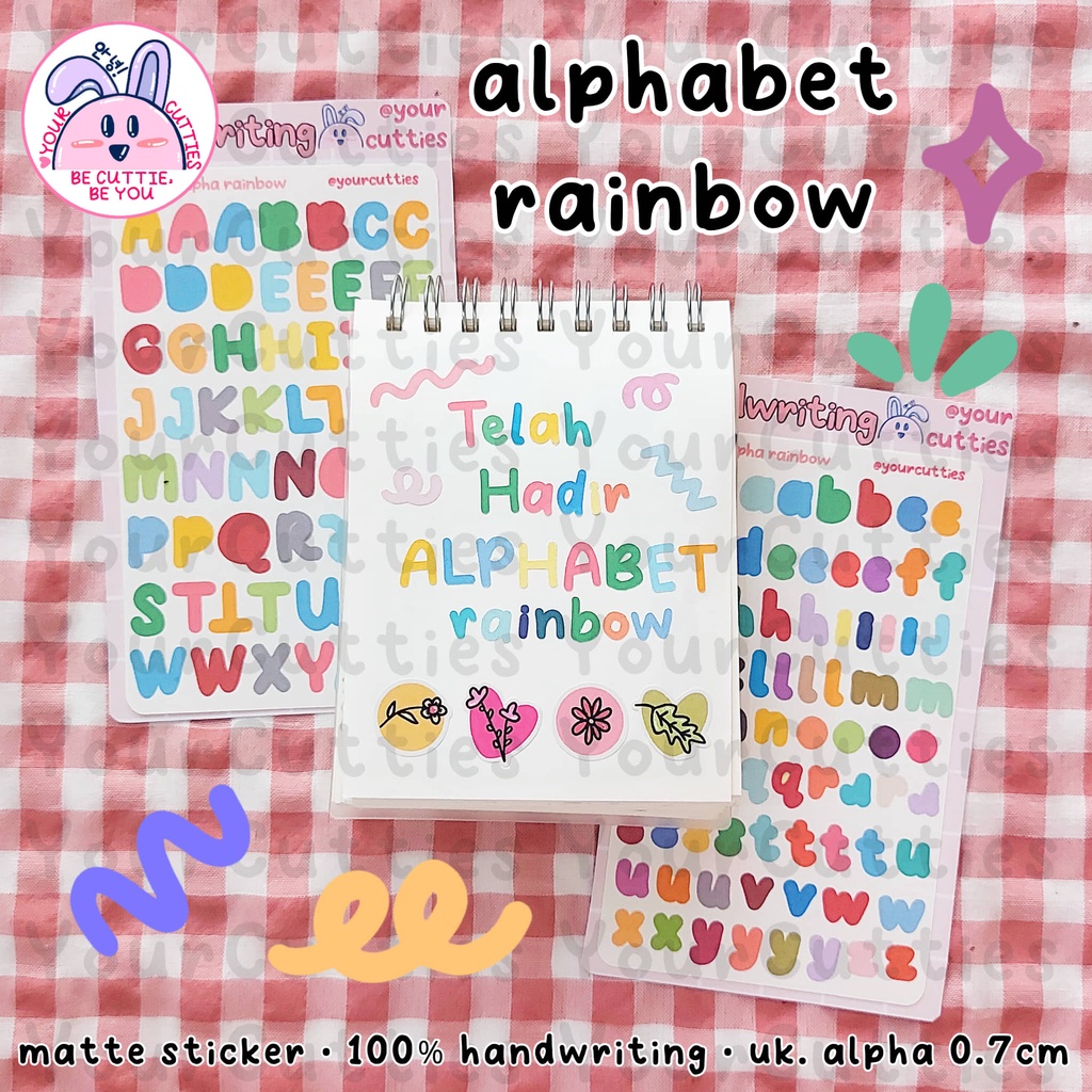 

[SHEET] STICKER STIKER ALPHABET RAINBOW ALFABET HURUF KECE TULISAN SENDIRI HANDWRITING