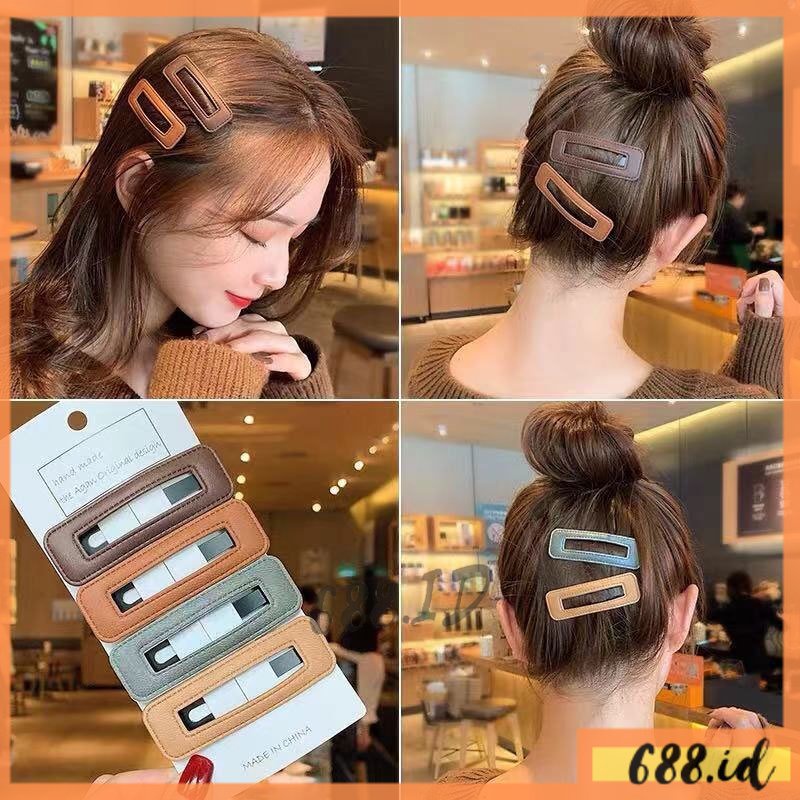 [688.id] Jepit Rambut Klip Bahan Kulit Gaya Korea Jepitan Wanita Fashion Anak &amp; Dewasa JPT 06