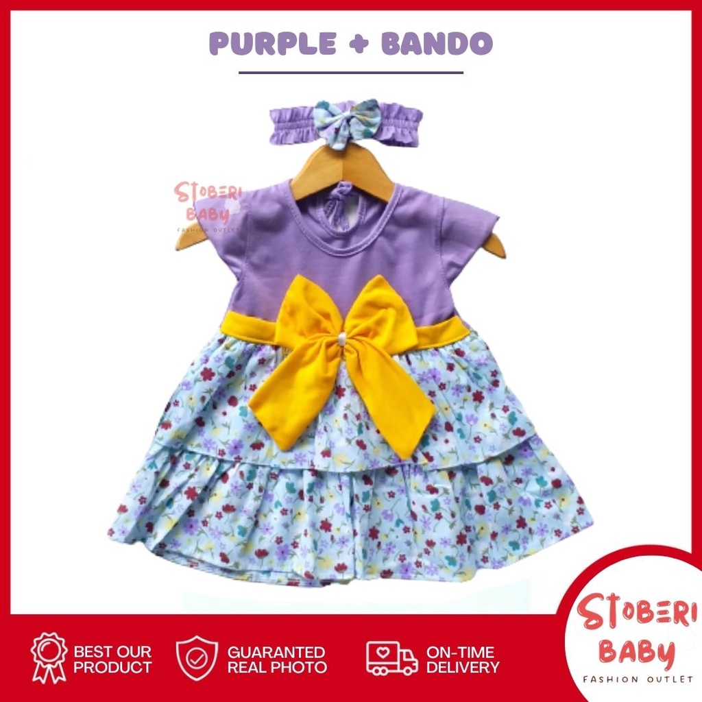 PUNCAK 3.3 stoberi baby - (EXCLUSIVE ON PUNCAK 3.3 stoberi BABY) Dress Bayi Motif Animal Lucu Baju Bayi Perempuan / QIU2 RIBBON FLOWER