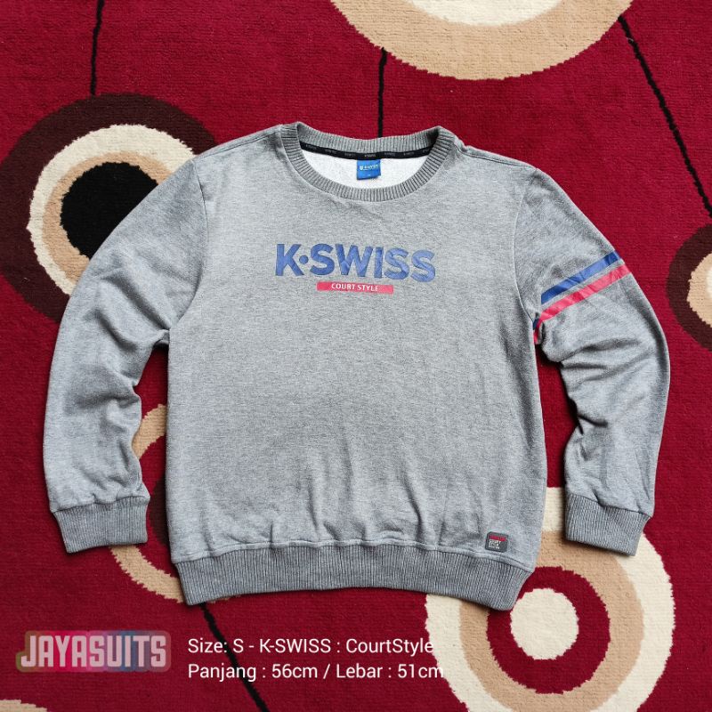 Crewneck K-SWISS Original : Sweater CourtStyle Lengan Panjang Abu