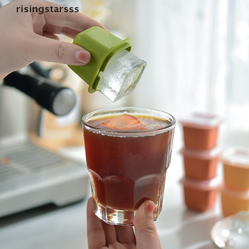 Rsid Span-new Square Ice Cube Maker Silicone Cetakan Es Nampan Dengan Tutup Reusable Ice Box Frozen Kotak Es Batu Untuk Freezer Minuman Whisky Wine Jelly