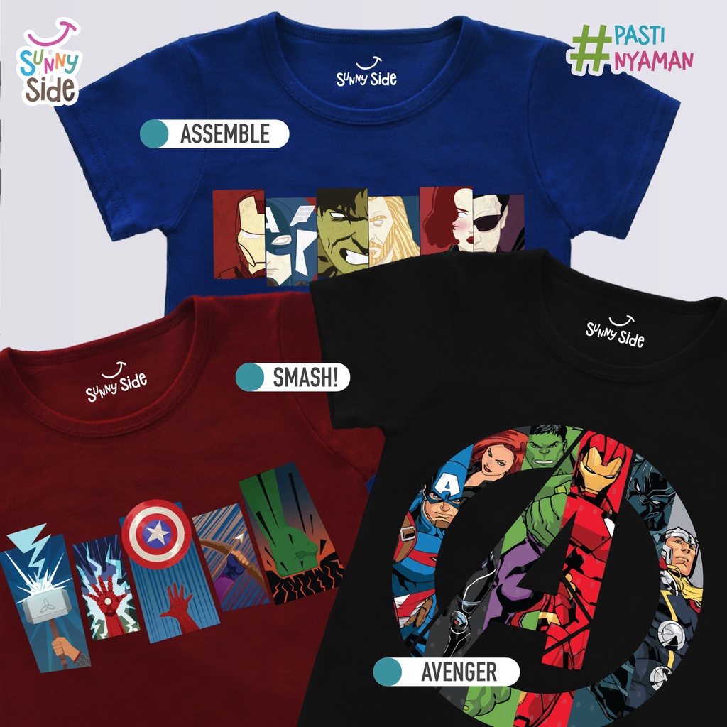 Sunnyside Kaos Anak Pendek - Avengers Fans Usia 1 - 9 Tahun Laki laki Perempuan