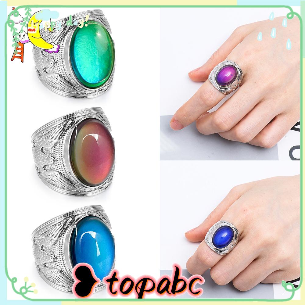 Top Mood Ring Cincin Ukuran 5-10 Hadiah Untuk Wanita Gadis Perhiasan Kontrol Suhu