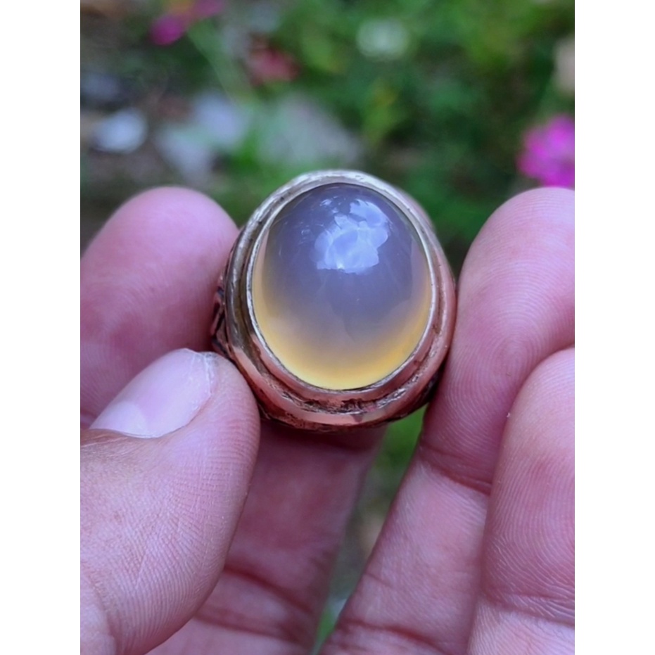 Cincin Batu Akik ANGGUR KRISTAL KLASIK GIWANG KONENG CHALSEDONY Asli batu alam bukan sintetis dyed b