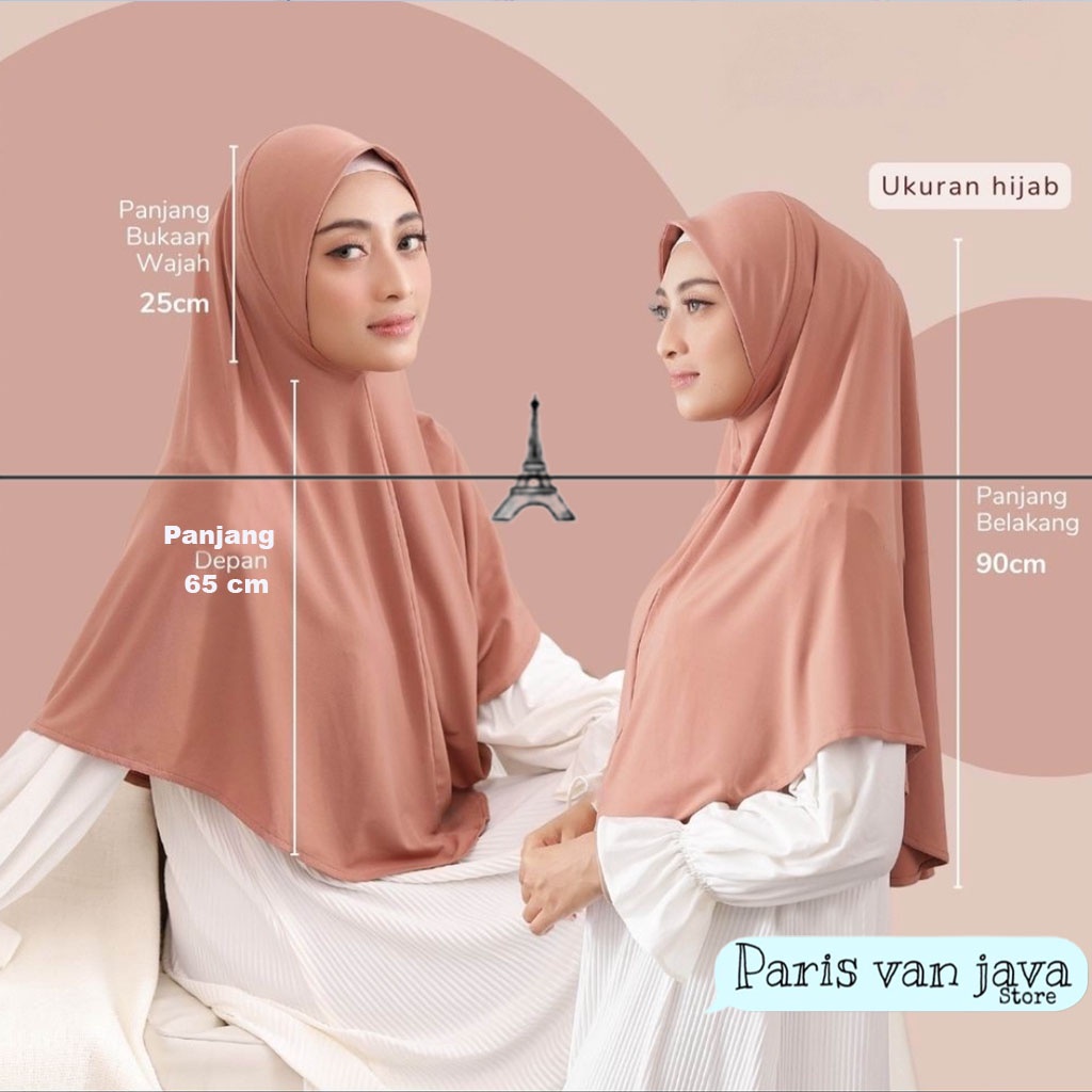 Jilbab Bergo Hamidah Malay Non PAD (XL) | Khimar Daisy Instan Bergo Malay Jersey (XL) | Kerudung Ukuran Jumbo