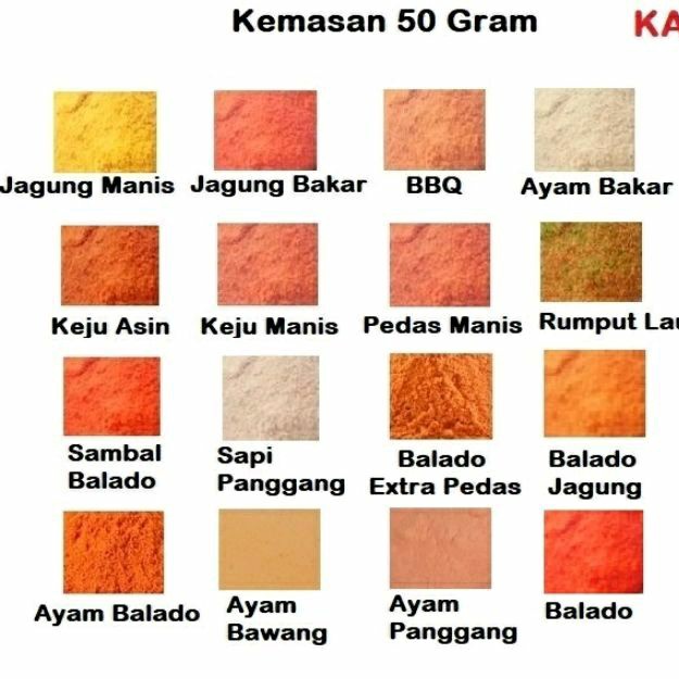 

Bumbu Tabur Premium Bubuk Tabur Bumbu Balado Keju Jagung Bakar 50gram