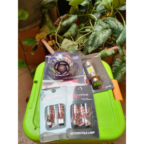 paket lengkap lampu motor lampu depan h6 2sisi projie dan 4biji sen jelly universal
