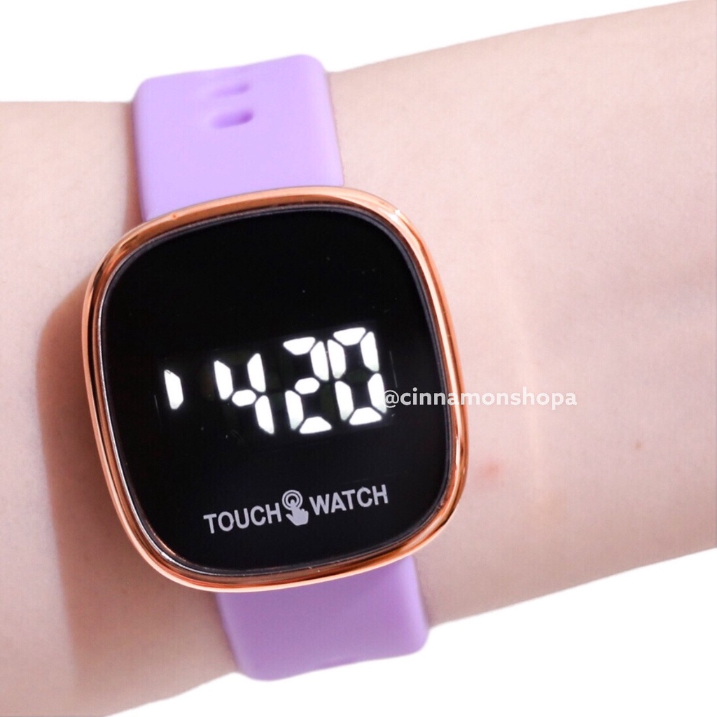 jam tangan digital rubber karet LAMPU LED touch screen ukuran unisex wanita pria FSLED