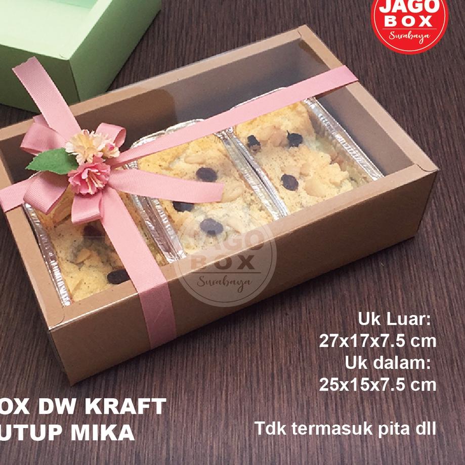 

Box DW Kue Kering Souvenir Kraft + Tutup Mika 25x15x7,5 Cm (uk.dalam)