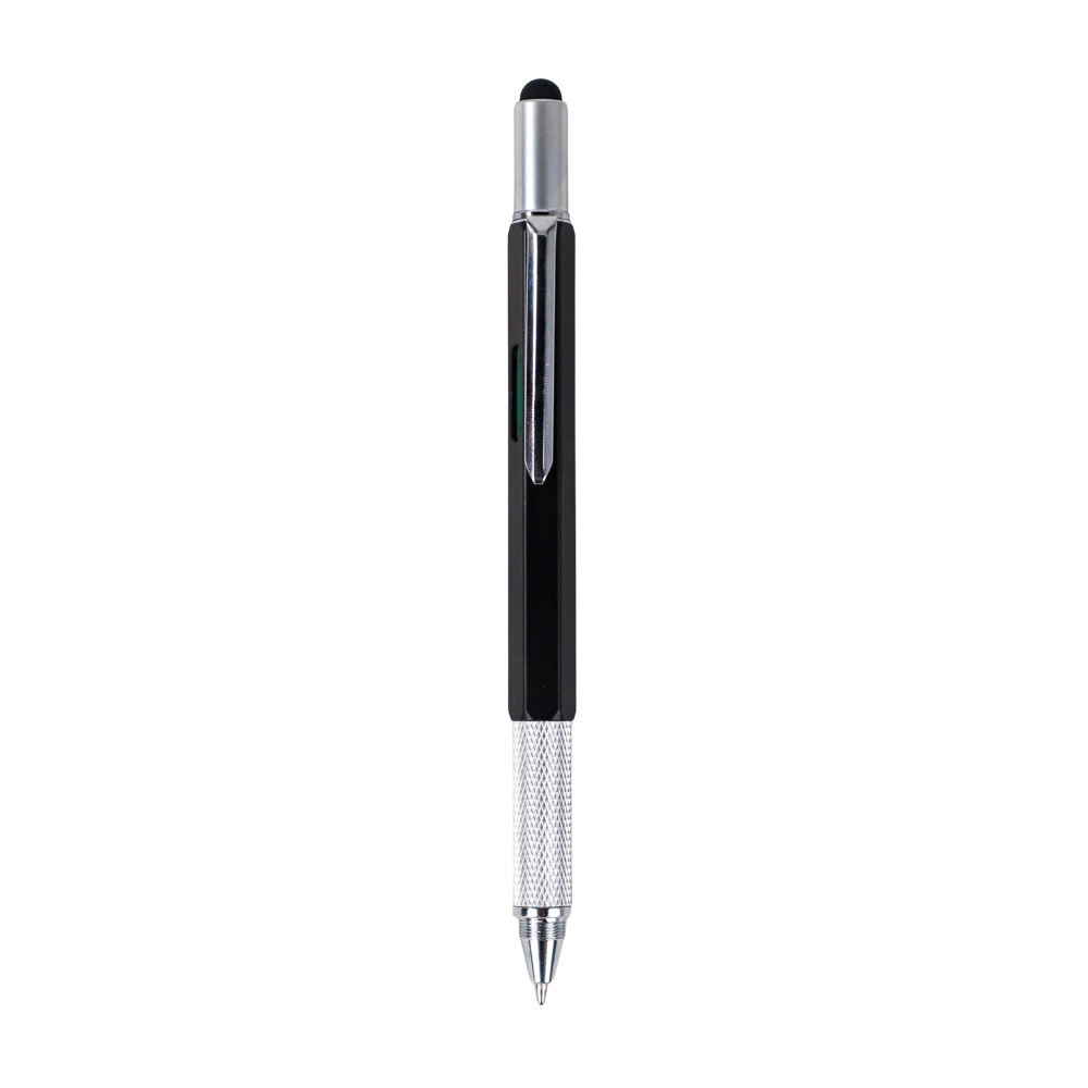 Pena Multifungsi Metal Stylus + Penggaris + Level + Obeng - MYC65 - Black