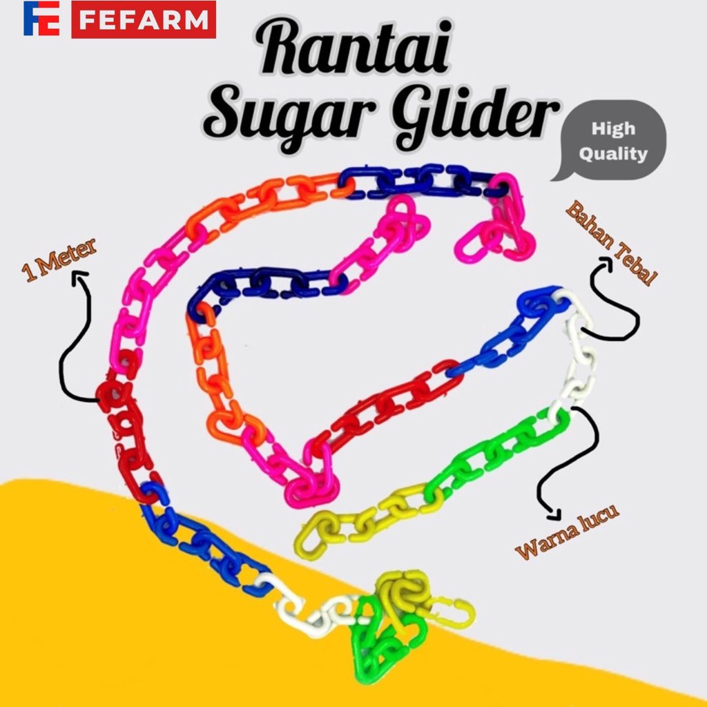 Mainan Sugar Glider Rantai Oval Penghias Kandang FEFARM