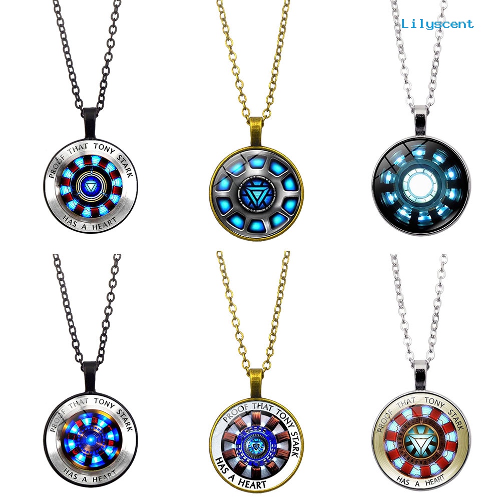 [LS] Iron Man Heart Women Jewelry Faux Cabochon Liontin Rantai Kalung Hadiah