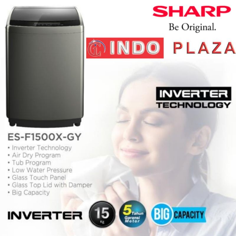 MESIN CUCI SHARP 1 Tabung 15 Kg / 15Kg ES-F1500X-GY INVERTER