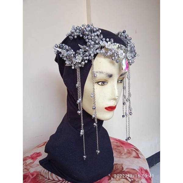 hiasan kpala pengantin / mutiara /juntai / hiasan kening mutiara juntai