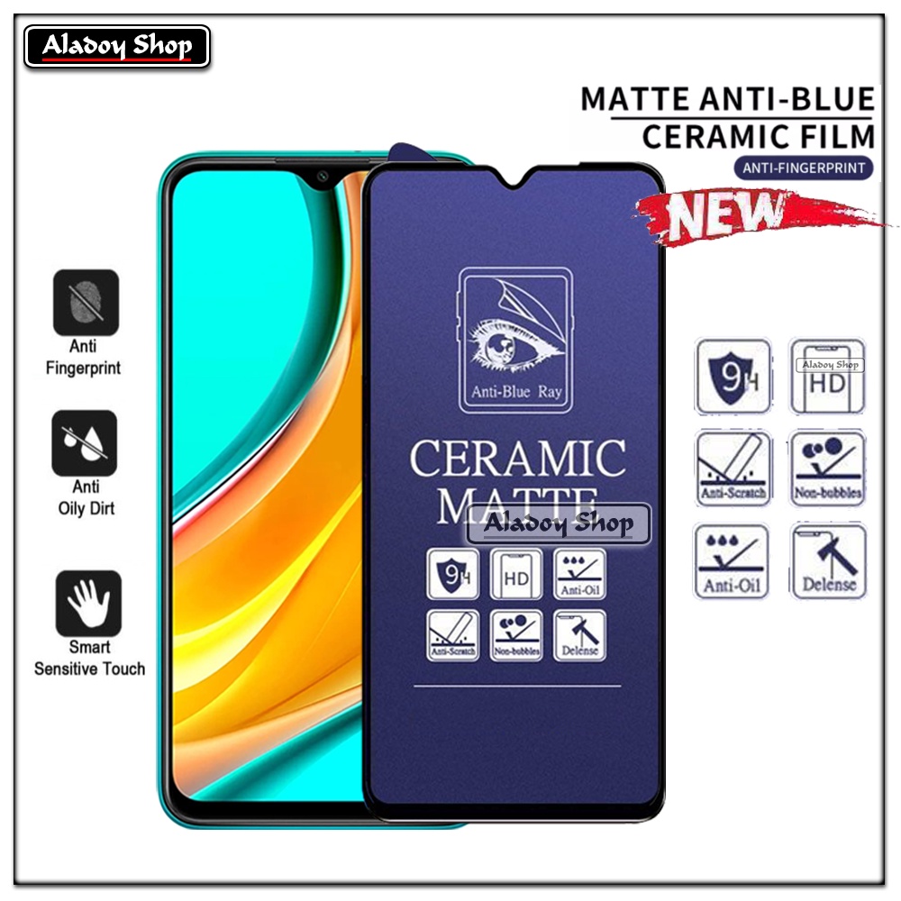 PAKET 3IN1 Anti Gores Blue Matte Anti Glare Xiaomi Redmi 9 + Tempered Glass Camera dan Skin Carbon