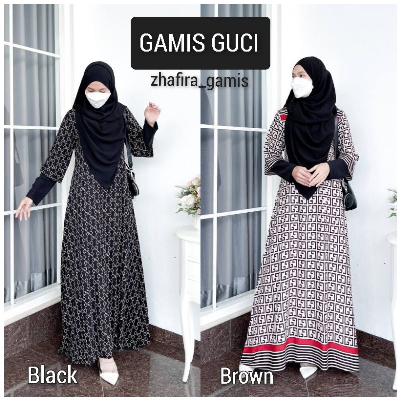 GAMIS GUCI BLACK DAN BROWN ORI SEKARARUM FASHION