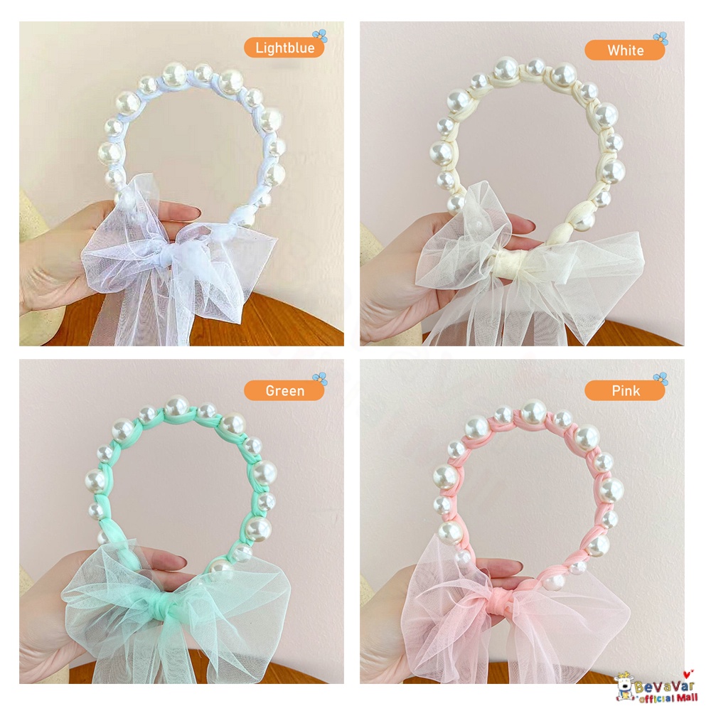 Bevavar Bando Pita Mutiara Tali Kepang/Bandana Mutiara Pita/Headband Mutiara Anak