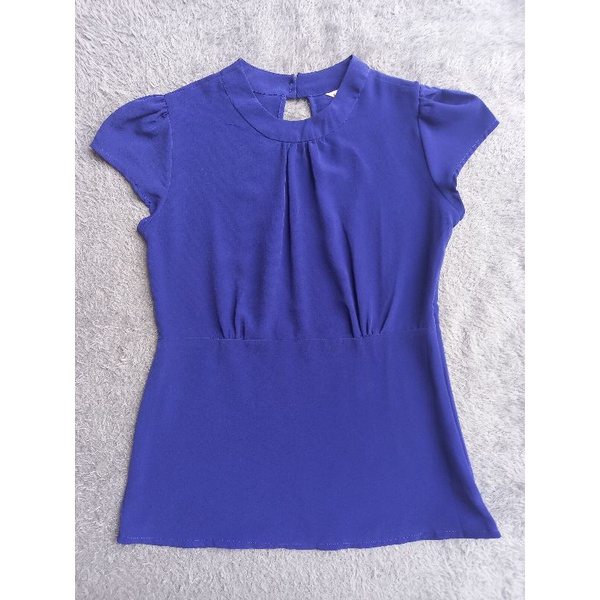 Blouse Kerja Wanita Biru Elektrik Preloved