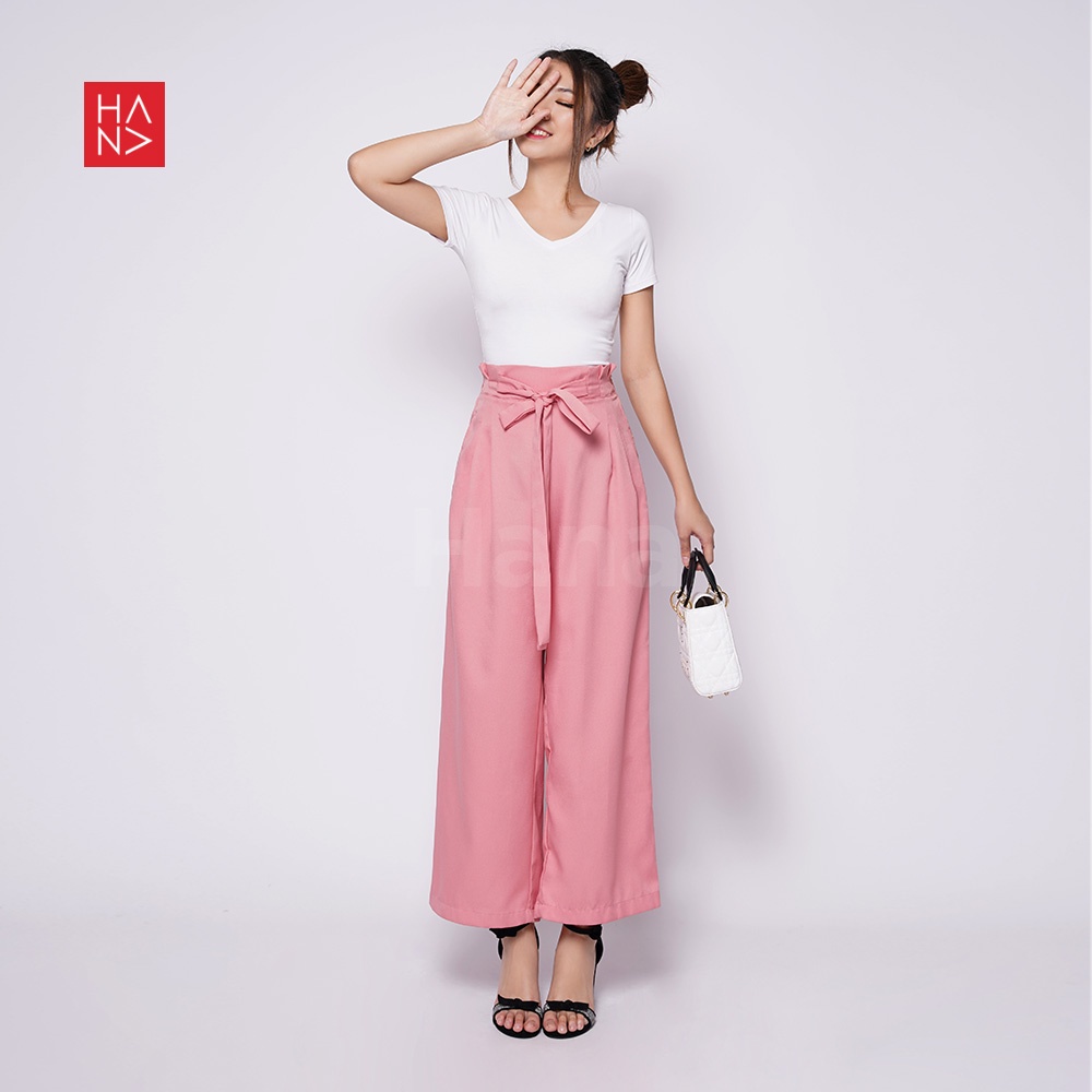 Hana Fashion - Ribbony Side Pants Celana Panjang Wanita - LP031