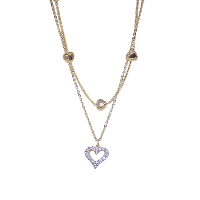 Kalung Choker Lapis Ganda Hati Sederhana Untuk Wanita Manik-Manik Multi Layers Chocker Collar