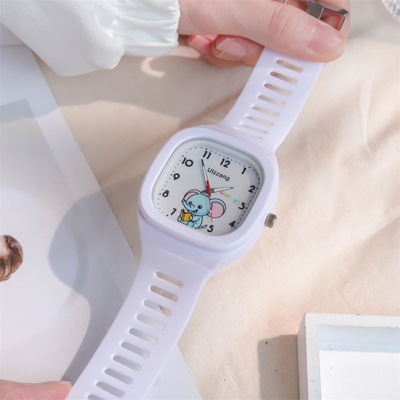 Jam Tangan Pria Appearance New Style Fashionable Personality Square Watch Women's Ins Cute Small Fresh Unicorn Girls Electronic