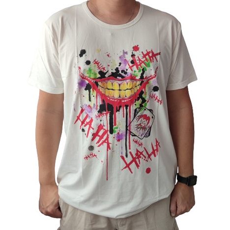 Kaos Big Size Pria Joker Haha Putih Rhymes Baju Atasan Jumbo Distro Katun Premium Size M-XXXL