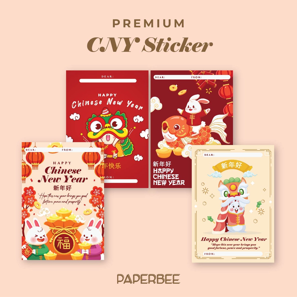 STICKER / STIKER Ucapan Chinese New Year / Imlek / Lunar / Sincia / Greeting Card untuk Hampers / Parcel