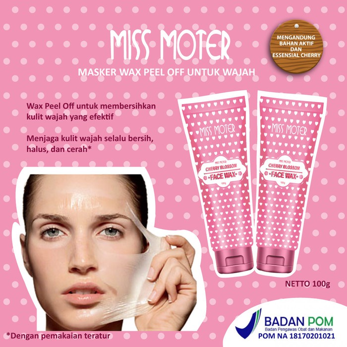 MISS MOTER PINK BY SYB ORIGINAL FACE WAXING - MISS MOTER BERRIES BLOSSOM DAN HATOMUGI PEEL OFF | Miss Moter Sby Waxing Pink &amp; berries - BPOM