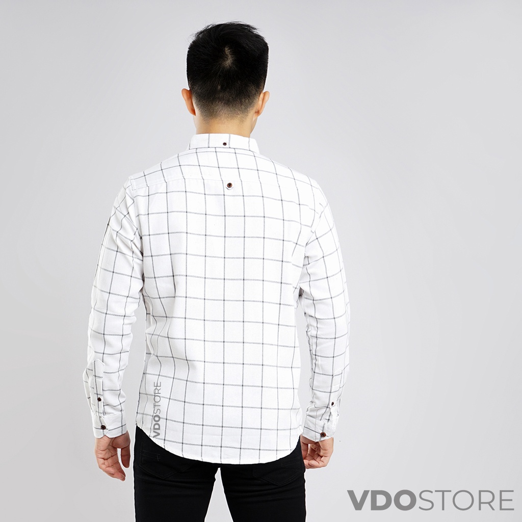 KEMEJA FLANEL PRIA 09 WHITE AND BLACK CASUAL - M L XL XXL 3XL 4XL - KEMEJA LENGAN PANJANG VDOSTORE DEWASA BAJU FLANNEL TANGAN PANJANG HITAM NAVY ABU MOTIF KEMEJA COWOK MURAH DEWASA SANTAI TEBAL KUALITAS IMPORT BAJU CATUR PANEL FANEL