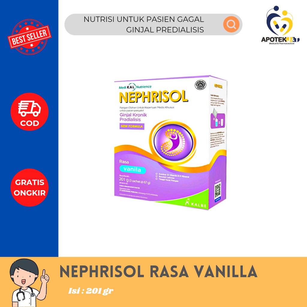 SUSU NEPHRISOL ISI 201 GR / NUTRISI GINJAL KRONIS BELUM CUCI DARAH/ NUTRISI PASIEN GAGAL GINJAL PRADIALISIS