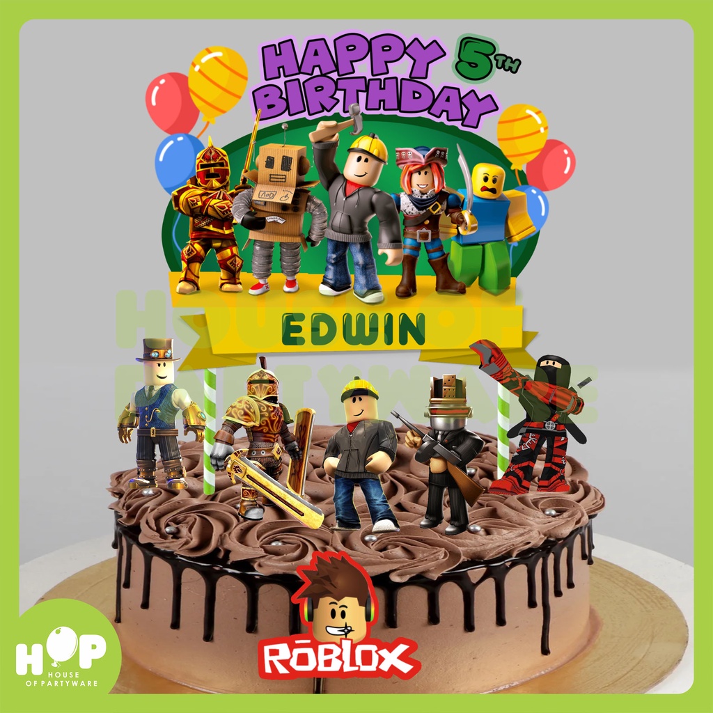 Topper Cake ROBLOX + Custom Nama / Hiasan Kue Ulang Tahun