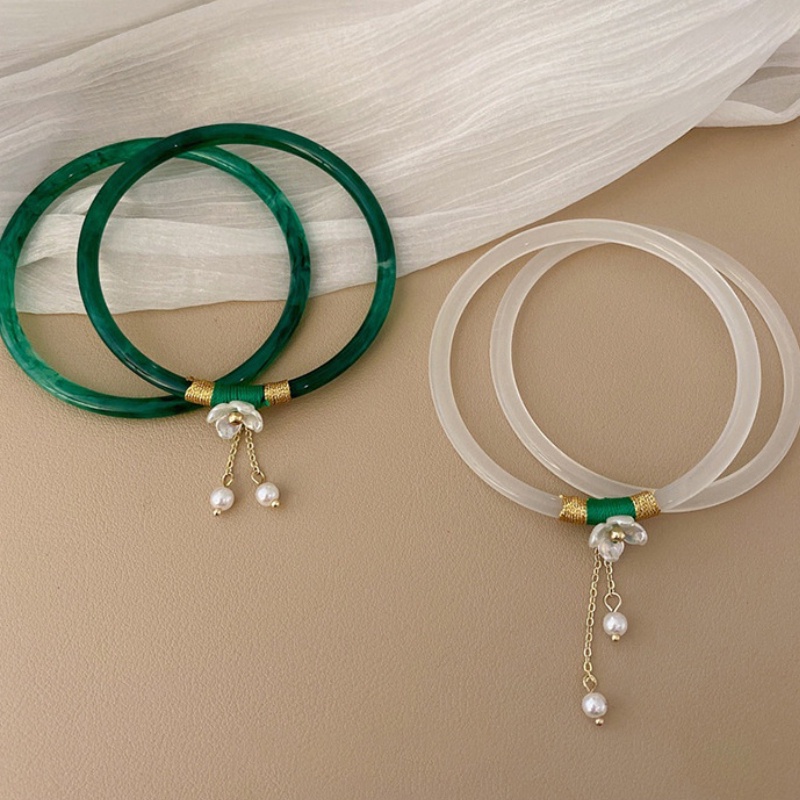 2 Pcs Korea Gaya Baru Mutiara Bunga Rumbai Gelang Retro Temperamen Gelang Fashion Perhiasan Sederhana
