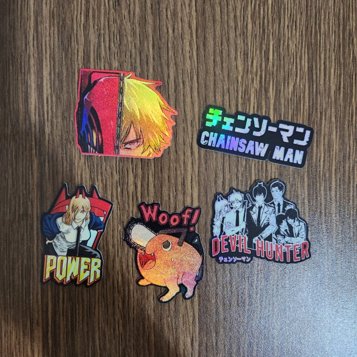 

Sticker Hologram Anime - PSH1297 - Chainsaw Man - Set 5pcs