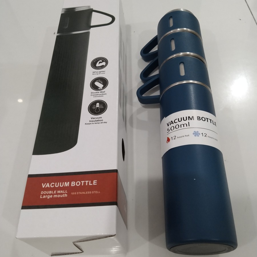 [ASS]Termos Vacuum Flask/Set Botol Minum Cangkir Premium 500ml Panas Dingin