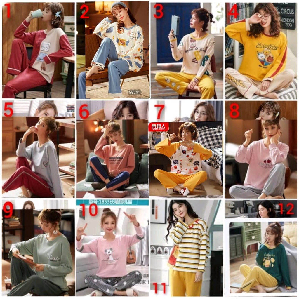 piyama baju tidur kaos tebal import pp