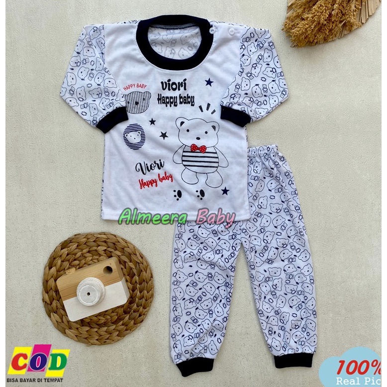 Setelan Baju Bayi Piyama Bayi Lengan Panjang Kancing Pundak Usia 3-12 Bulan Almeera Baby and Kids