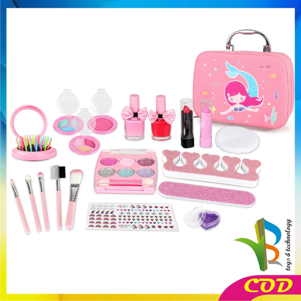 RB-M282 Mainan Make Up Anak Perempuan Alat Dandan Pretend Play Makeup Set Kosmetik Anak / Mainan Make Up Koper Tas Mermaid Alat Rias Anak