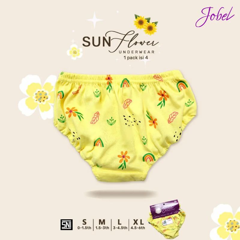 Kazel Underwear Sunflower Celana Dalam Anak Perempuan isi 4 Pcs