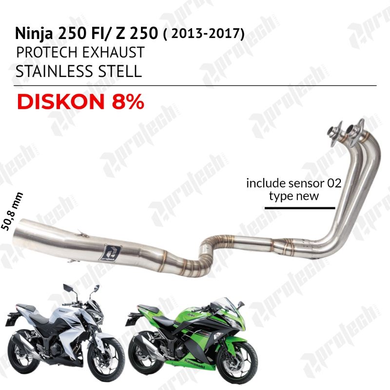 Kawasaki Ninja 250 / Z250 — Header Pie-cut · Silver — foto 4