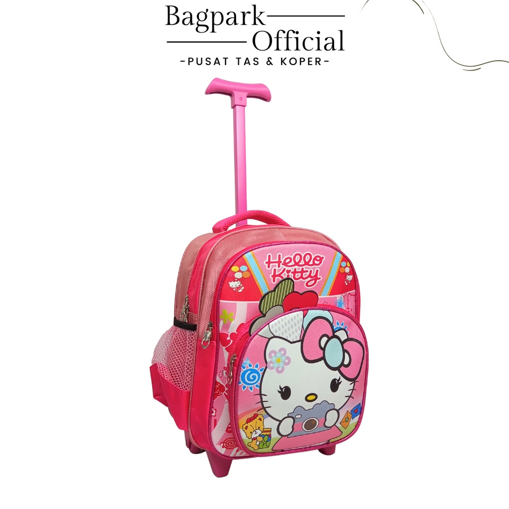 Tas Troli Anak Perempuan Import Trolley Anak Sekolah Perempuan PG TK Gambar Karakter Hello Kitty Frozen Unicorn  Tas Troli Anak Roda 2