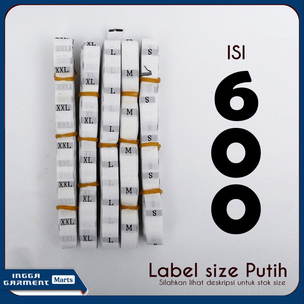 

Size Label Baju Label Pakaian Woven Rajut Polyester Putih Isi 600 pcs