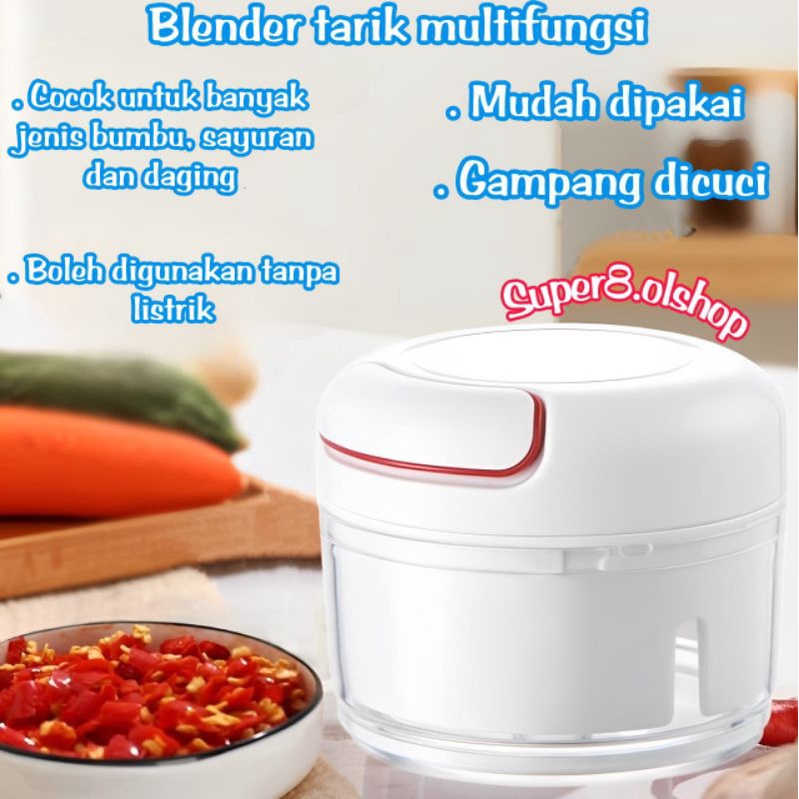 Blender Mini Food Chopper Tarik Tangan Manual Penghalus Bumbu ⭐ Super8 ⭐