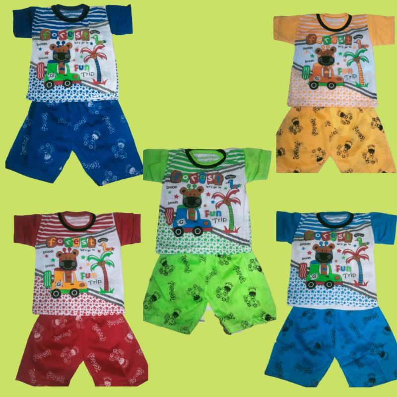 SETELAN BAJU ANAK LAKI LAKI/baju anak 3-12 bulan/baju bayi lengan pendek
